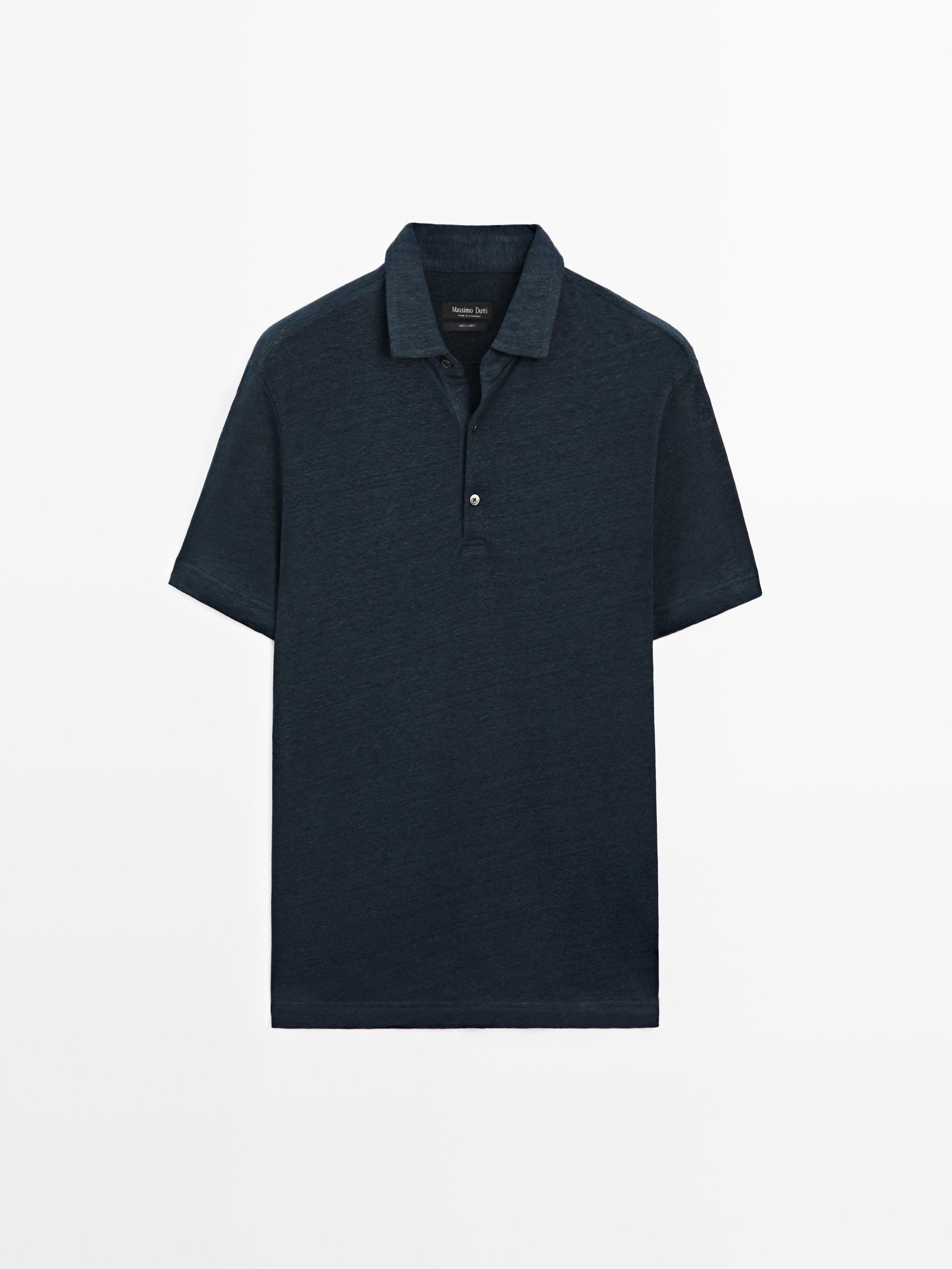 Polo 100 % lin à manches courtes